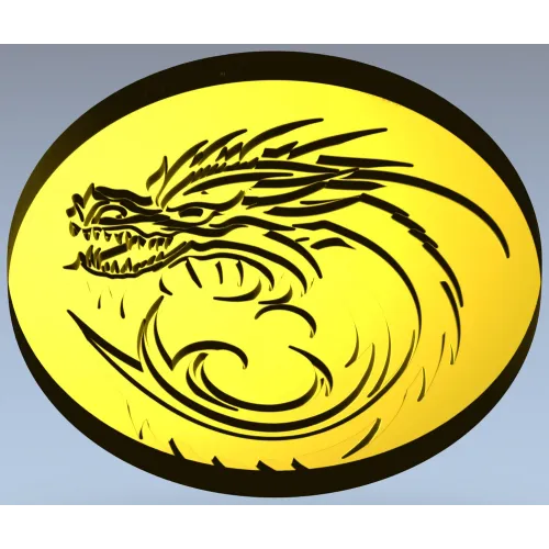 Dragon Wave Medallion - STL 3D Model for CNC