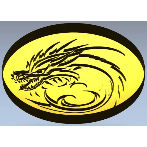 Dragon Wave Medallion - STL 3D Model for CNC