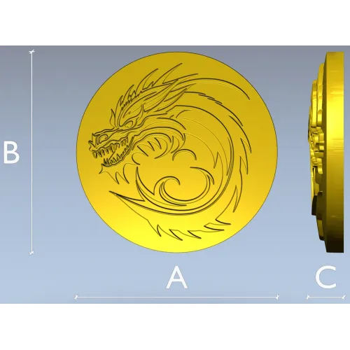 Dragon Wave Medallion - STL 3D Model for CNC