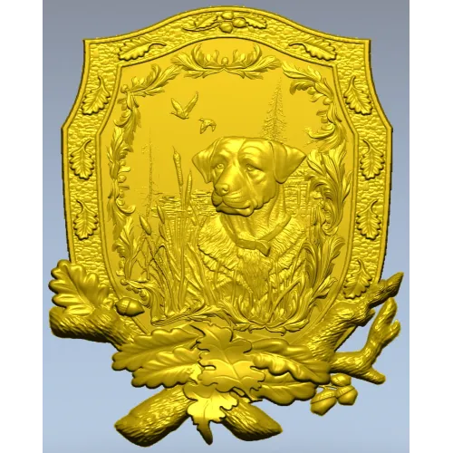 Панно-щит с собакой в лесу - 3D модель STL для ЧПУ