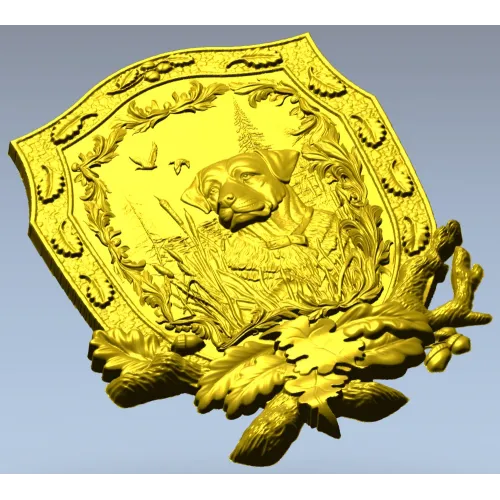 Панно-щит с собакой в лесу - 3D модель STL для ЧПУ