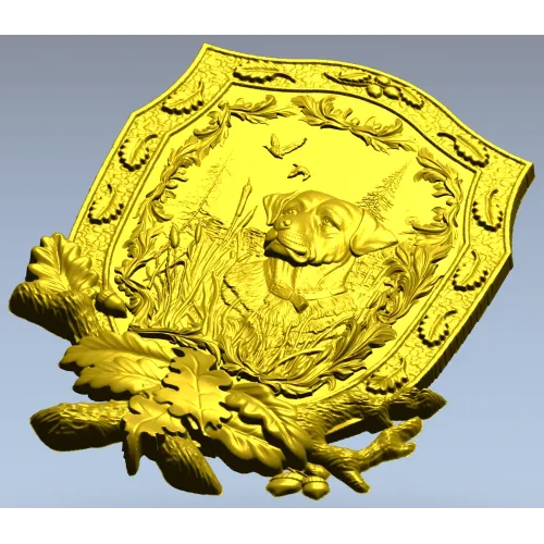 Панно-щит с собакой в лесу - 3D модель STL для ЧПУ