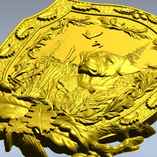 Панно-щит с собакой в лесу - 3D модель STL для ЧПУ