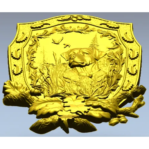 Панно-щит с собакой в лесу - 3D модель STL для ЧПУ