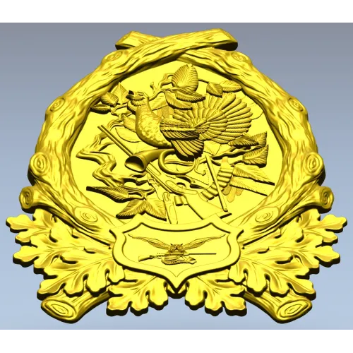 Охотничья эмблема в высоком рельефе - 3D модель STL