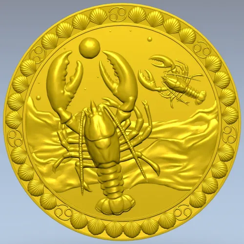 Медальон Морской рак - STL для ЧПУ