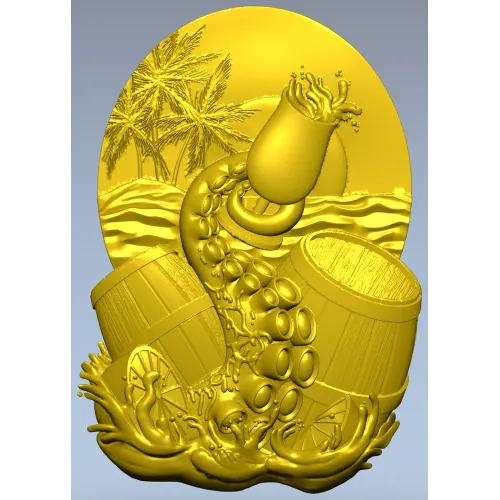 Kraken's Bounty Relief - high-relief STL 3D model for CNC