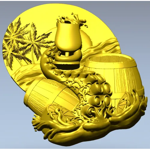 Kraken's Bounty Relief - high-relief STL 3D model for CNC