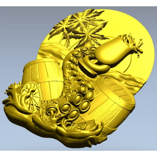 Kraken's Bounty Relief - high-relief STL 3D model for CNC