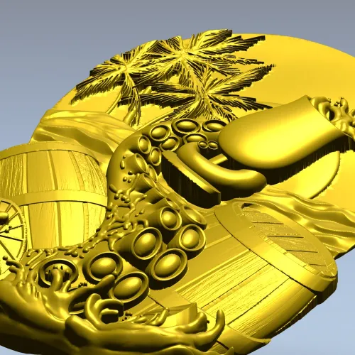Kraken's Bounty Relief - high-relief STL 3D model for CNC