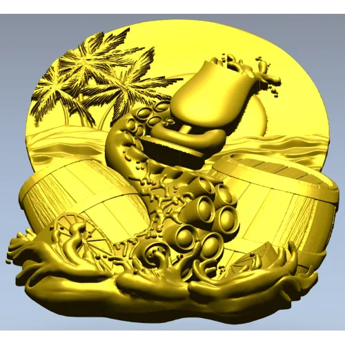 Kraken's Bounty Relief - high-relief STL 3D model for CNC