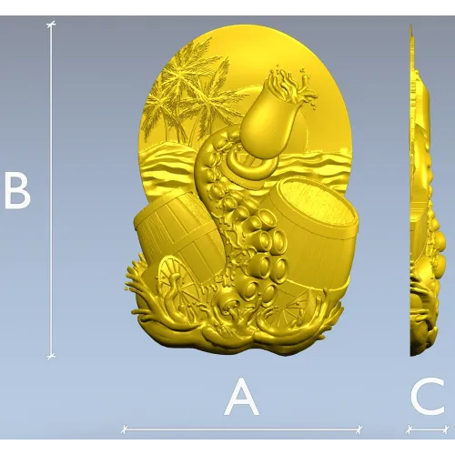 Kraken's Bounty Relief - high-relief STL 3D model for CNC
