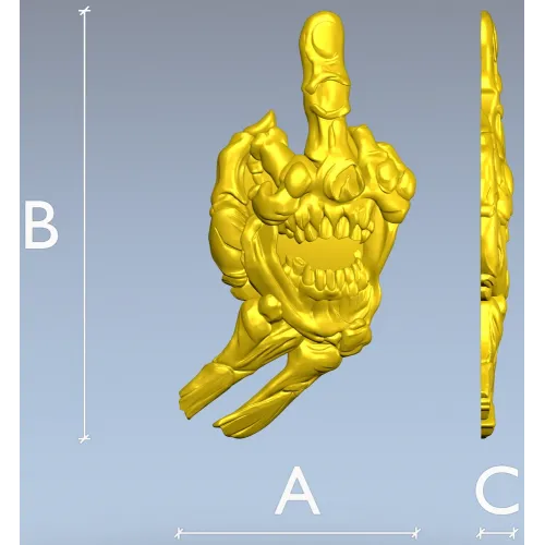 Defiant Skullhand - 3D STL model for CNC relief