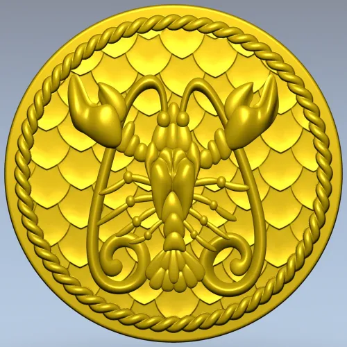 Cancer Zodiac Medallion STL - 3D Model for CNC Milling
