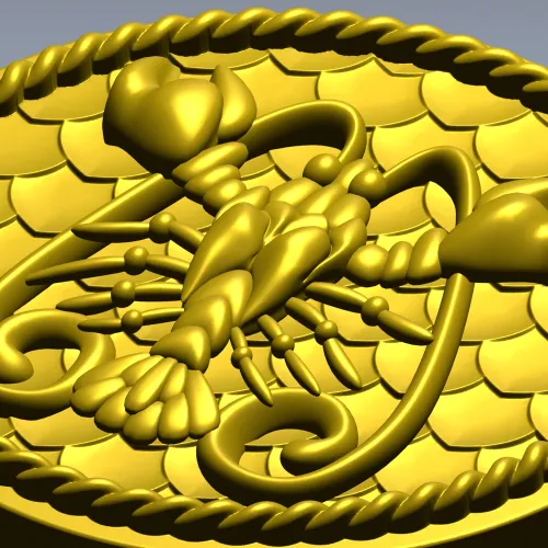 Cancer Zodiac Medallion STL - 3D Model for CNC Milling