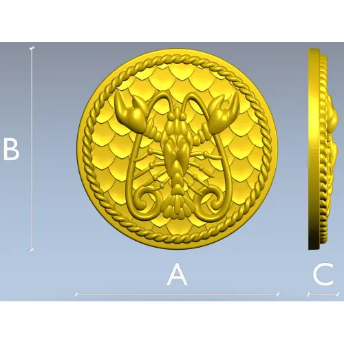Cancer Zodiac Medallion STL - 3D Model for CNC Milling