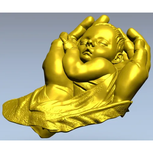 Бережные руки - 3D модель STL для ЧПУ, барельеф младенца в ладонях