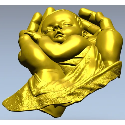Бережные руки - 3D модель STL для ЧПУ, барельеф младенца в ладонях