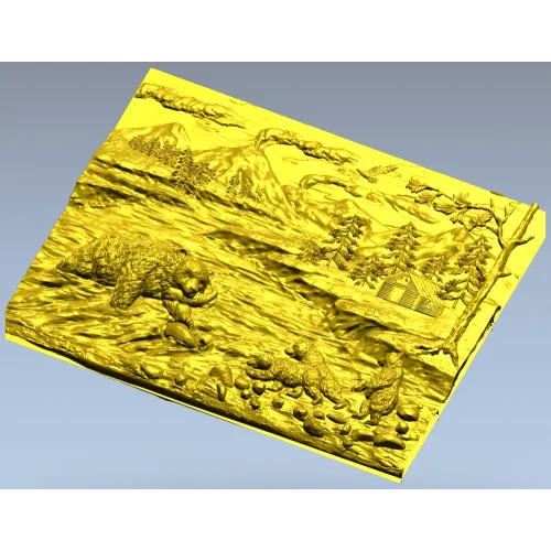 Fishing Bears bas-relief STL for CNC milling