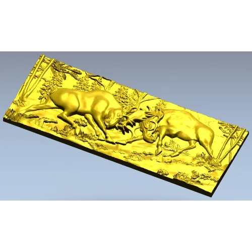 High-Relief Stags Panel STL for CNC - Detailed 3D Model for Milling