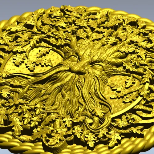 3D модель STL "Древесный страж" - рельефный медальон для ЧПУ
