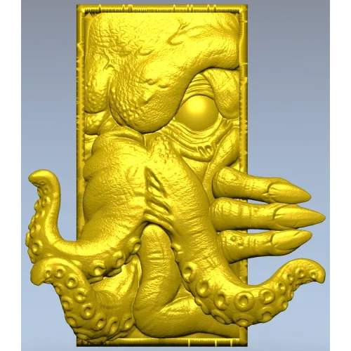 Kraken Embrace - octopus relief STL 3D model for CNC