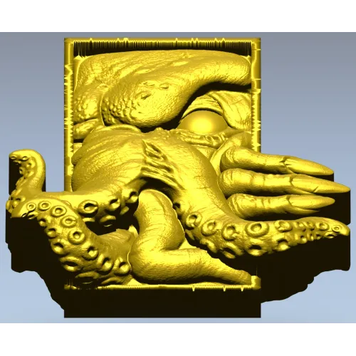Kraken Embrace - octopus relief STL 3D model for CNC