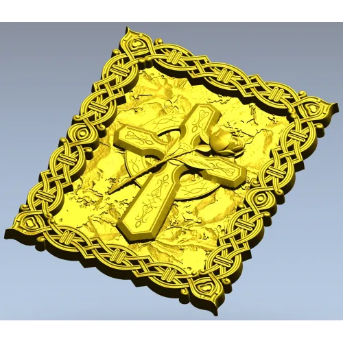 Celtic Cross with Rose - Relief Panel STL for CNC