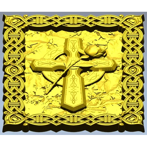 Celtic Cross with Rose - Relief Panel STL for CNC