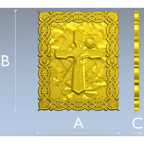Celtic Cross with Rose - Relief Panel STL for CNC