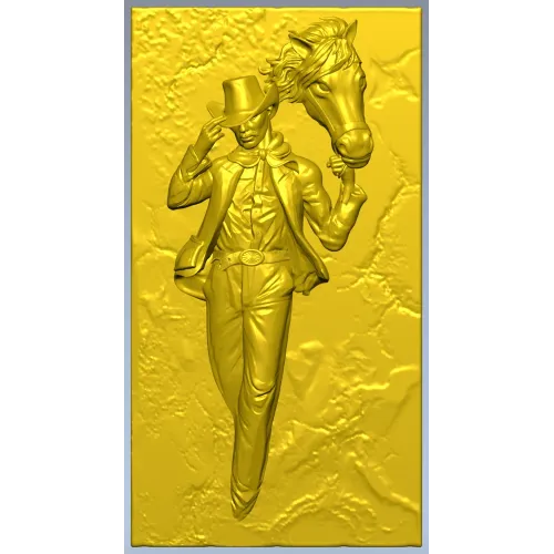 Cowboy and Horse High-Relief STL for CNC Routing