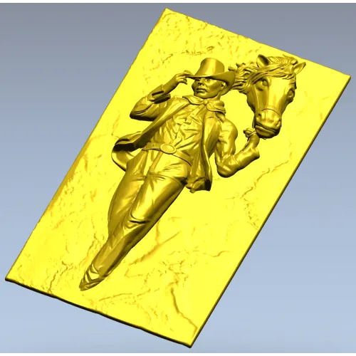Cowboy and Horse High-Relief STL for CNC Routing