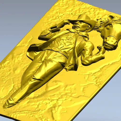 Cowboy and Horse High-Relief STL for CNC Routing