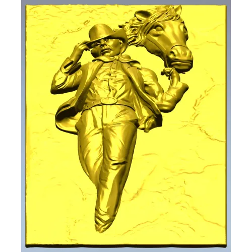 Cowboy and Horse High-Relief STL for CNC Routing