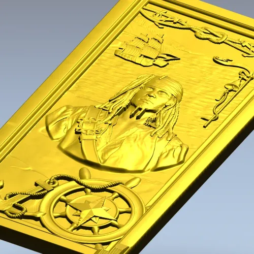 Pirate Captain High-Relief STL Panel for CNC