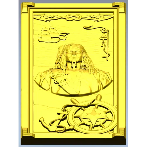 Pirate Captain High-Relief STL Panel for CNC