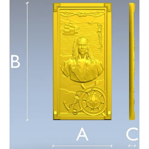 Pirate Captain High-Relief STL Panel for CNC