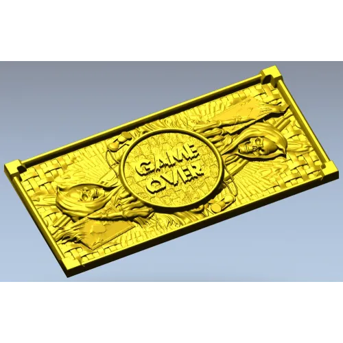 Game Over High-Relief Plaque STL for CNC