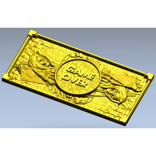 Game Over High-Relief Plaque STL for CNC