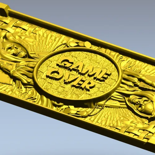 Game Over High-Relief Plaque STL for CNC