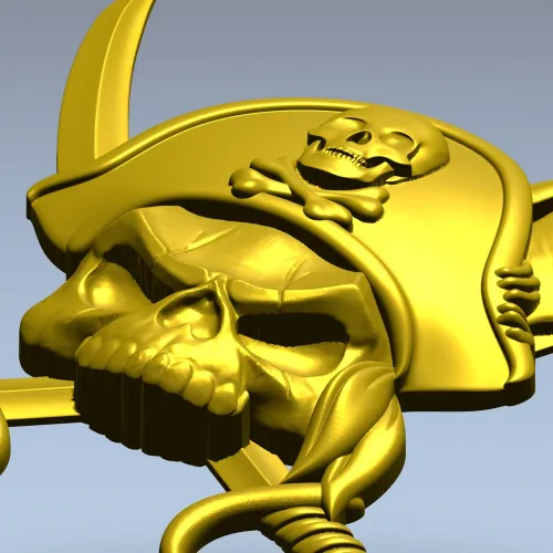 Pirate Skull with Parrot - STL 3D Model for CNC