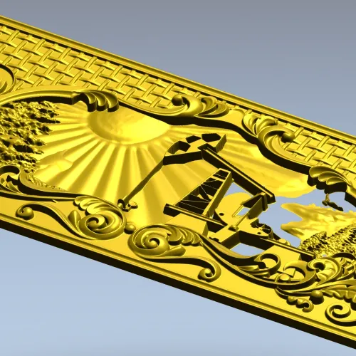 Sunrise Pumpjack decorative panel - STL for CNC