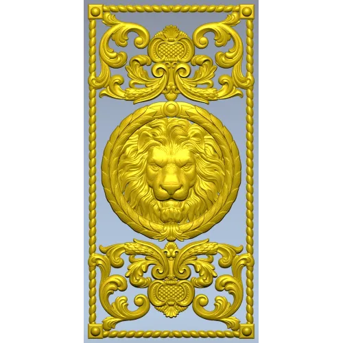 Lion Medallion Decorative Panel - STL 3D Model for CNC
