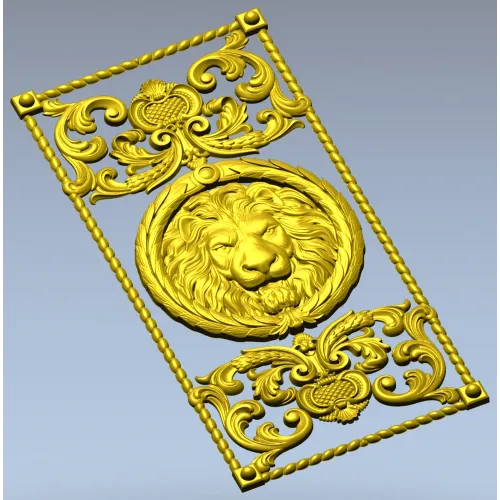 Lion Medallion Decorative Panel - STL 3D Model for CNC