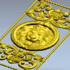 Lion Medallion Decorative Panel - STL 3D Model for CNC
