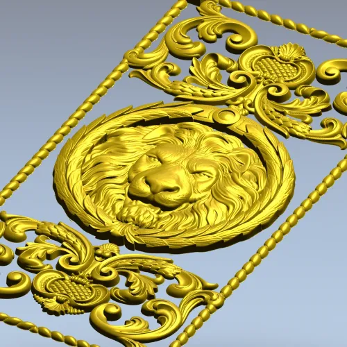 Lion Medallion Decorative Panel - STL 3D Model for CNC