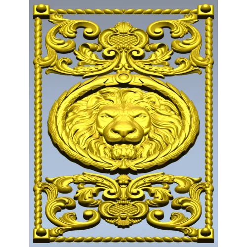 Lion Medallion Decorative Panel - STL 3D Model for CNC