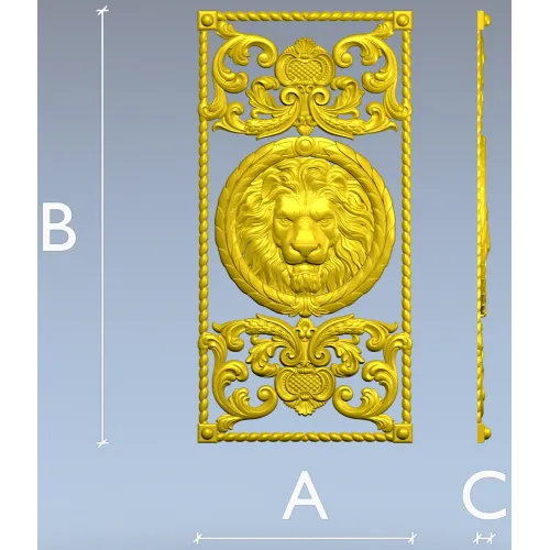 Lion Medallion Decorative Panel - STL 3D Model for CNC