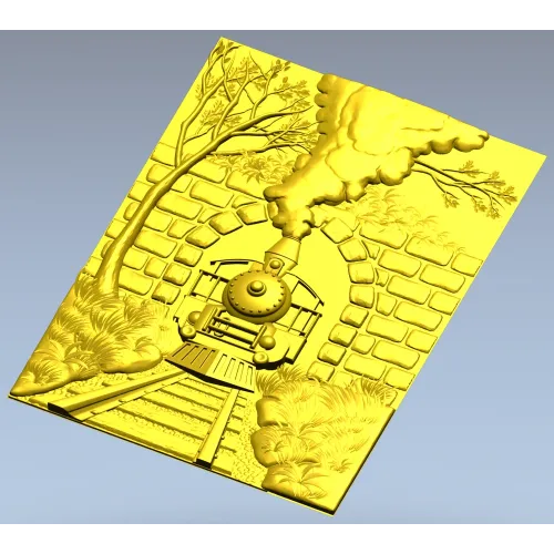 Рельеф "Паровоз в тоннеле" - 3D модель STL для ЧПУ