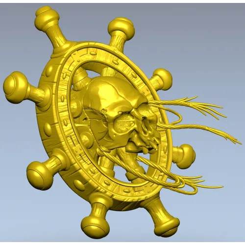 Skull at the Helm - 3D STL model for CNC carving
